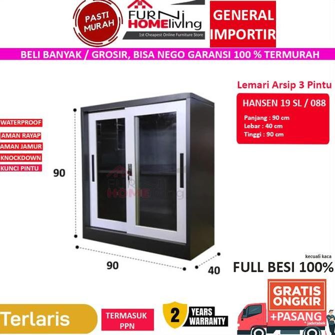 

Filing Cabinet Pendek Lemari Arsip Besi Pendek Hansen 19 Sliding Kaca Kualitas Original