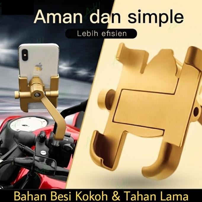 Promo holder motor phone holder spion besi 100%asli warna gold COD