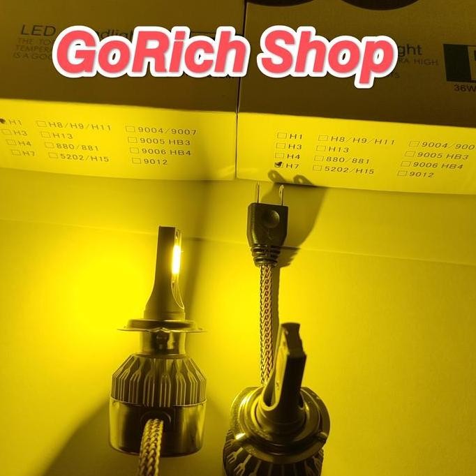 . Led Foglamp Lampu Anti Hujan Kabut Soket H1, H7 Kuning 12 Watt