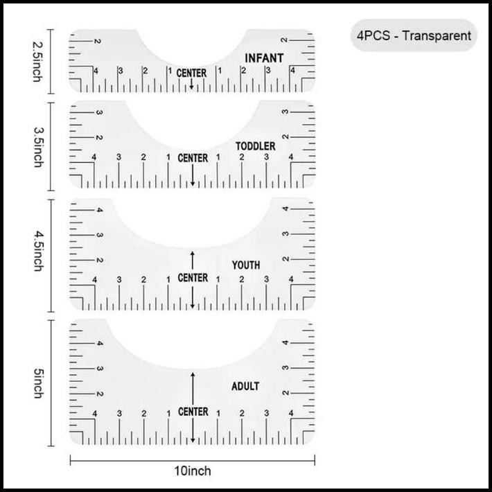 

4Pcs Penggaris Pengukur Posisi Kerung Kerah Kaos Leher Ruler Guide