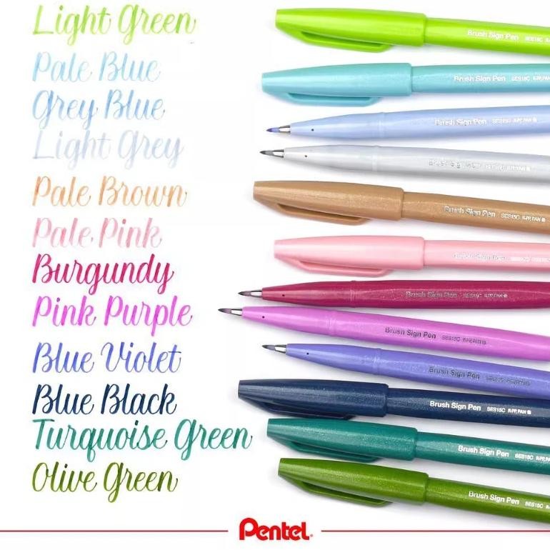 

1Pc Pentel Fude Brush Touch Sign Pen Bright Pastel Colors With A Flexible Tip That Allows You To Enjoy Touch Of A Brush Ses15C