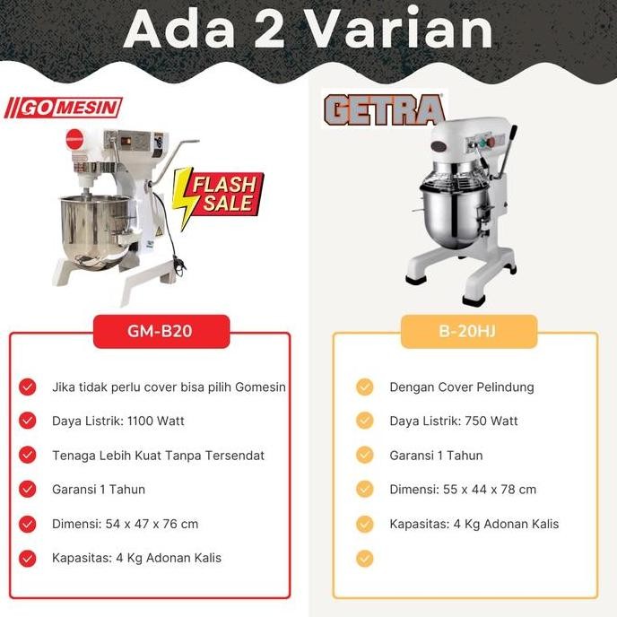 Tersedia Getra B-20Hj Planetary Mixer Roti Mixer Planetary 20 Liter