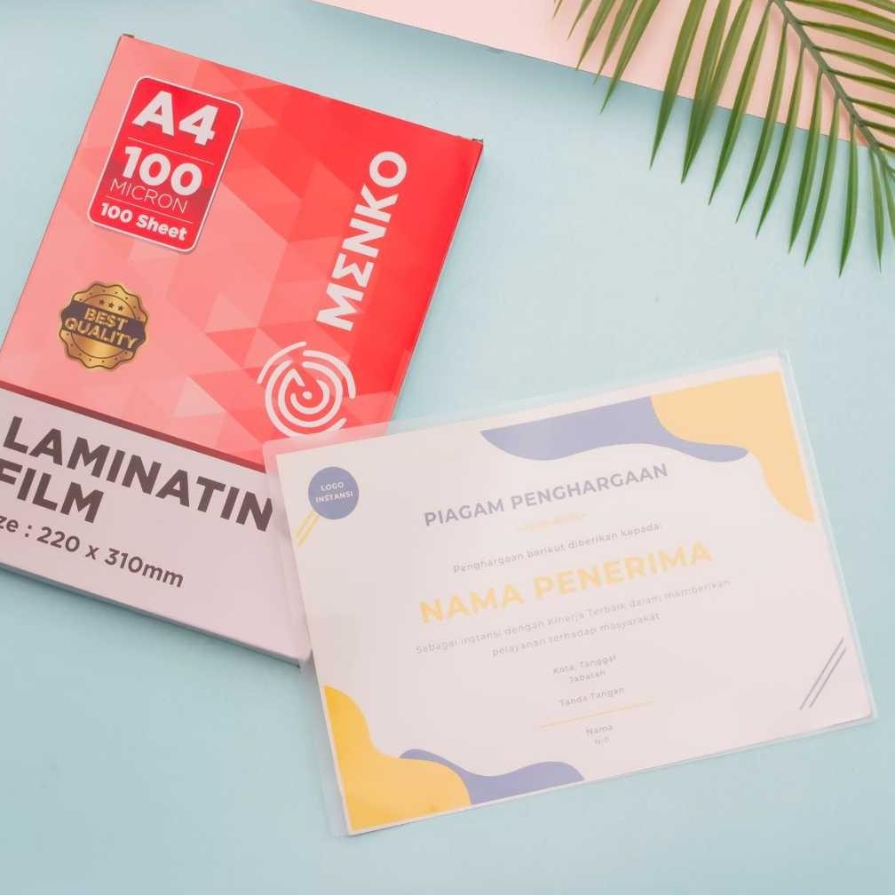 

LINDU MENKO Laminating Film / Plastik Laminating MENKO / Plastik Sertifikat / Plastik Ijazah A4 isi 100 Lembar
