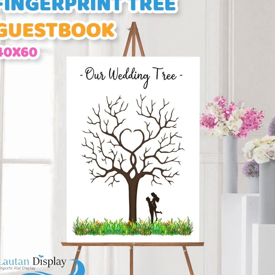 

Canvas Lukis Wedding Tree Fingerint Kanvas Guest Book Lukisan Pohon Sidik Jari Buku Tamu Pernikahan Wedding Invitation 40X60 Cm Tema U Pink Ungu Merah Rainbow
