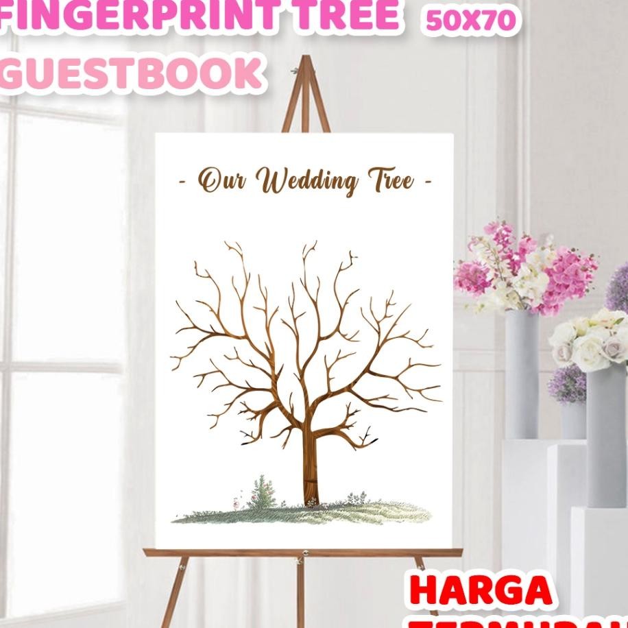 

Kanvas Wedding Tree Fingerint Guest Book 50X70 Cm Canvas Lukisan Pohon Sidik Jari Finger Print Buku Tamu Pernikahan Wedding Invitation Tema U Pink Ungu Merah Rainbow