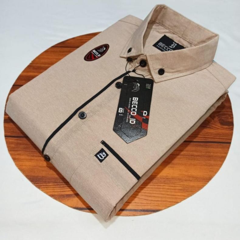 Gf-5 Becco Kemeja List Pendek Kemeja Polos Pria Lengan Pendek Gf-5