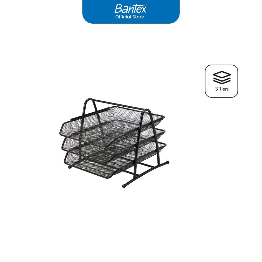 

LINDU Bantex File Tray / Rak Kertas Susun Material Mesh Baja Jaring 3 Tingkat BJ7833