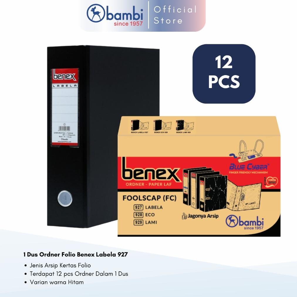 

LINDU 1 Dus Benex Labela Lever Arch File Ordner Folio Black Jumbo Size 75 mm Original