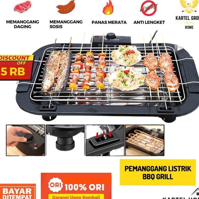 Home Alat Panggang Listrik Grill Serbaguna Bakaran Bbq Ayam Sosis Ikan