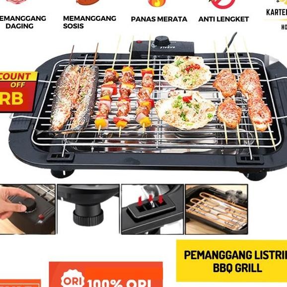 Home Alat Panggang Listrik Grill Serbaguna Bakaran Bbq Ayam Sosis Ikan