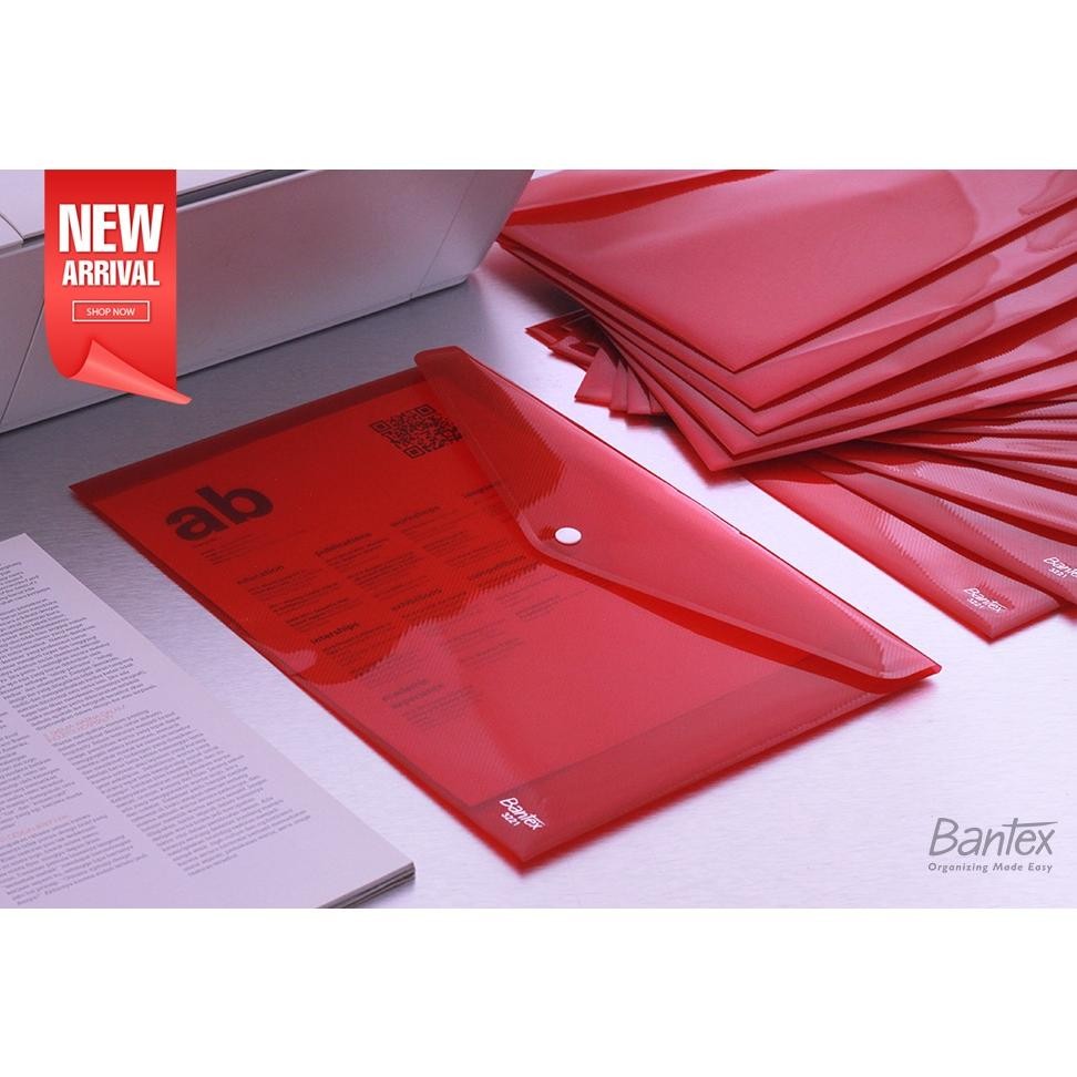 

LINDU 12 Pcs Map Kancing Plastik Bantex Folio F4 Trendy Button Bag Landscape 3221 09 Red