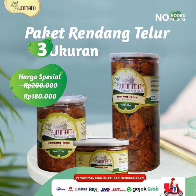 

Murah Paket Rendang Telur 3 Ukuran/Rendang Telur 450Gr+225Gr+100Gr