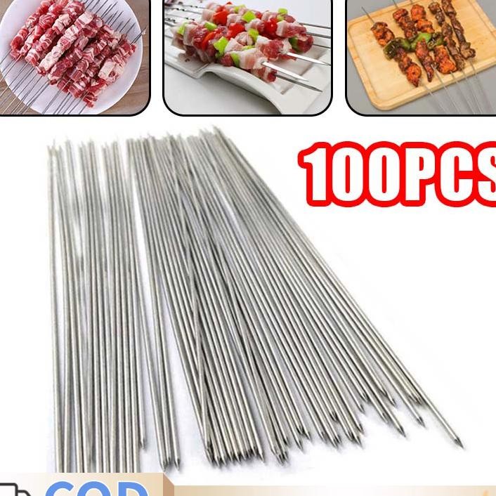 100Pcs Tusuk Sate Tusuk Sate Besi Tusuk Sate Reusable Alat Tusuk Sate Untuk Bbq