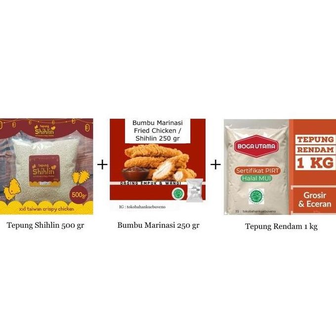 Terlaris Paket Tepung Shihlin (Tepung Shihlin + Bumbu Marinasi + Tepung Rendam)