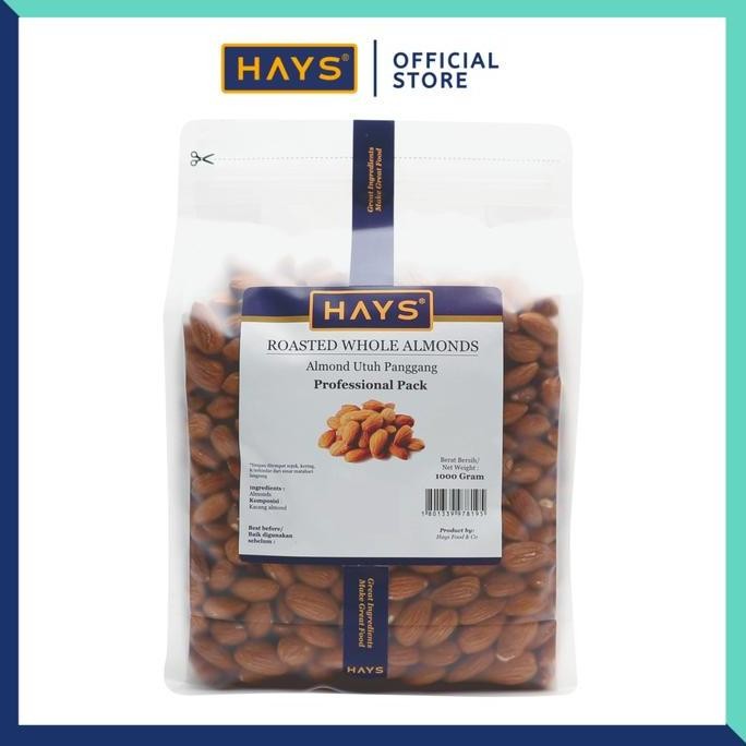 

Ready stok Terlaris kacang Almond Panggang Utuh 1KG / Roasted Almond Whole 1KG HAYS Food Snacks Termurah