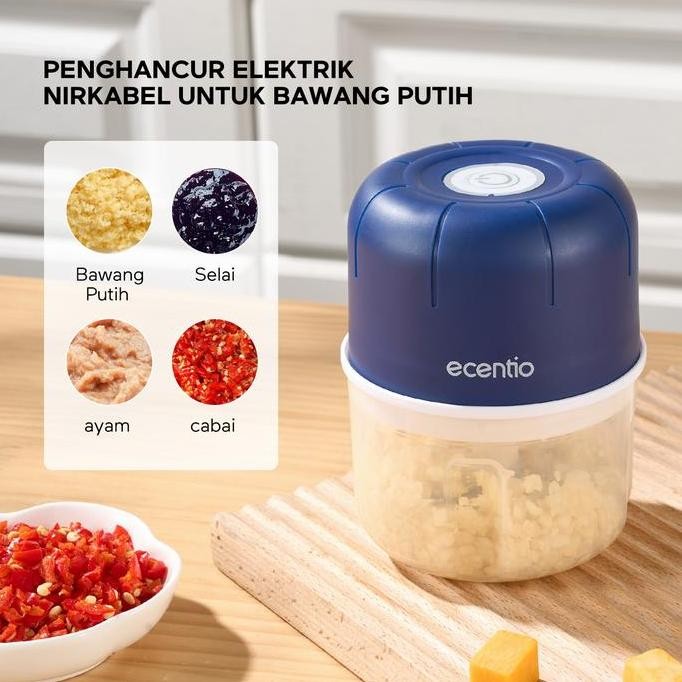 

Terlaris Ecentio Mini Chopper Blender 6 Pisau 250Ml Portable Penggiling Bumbu Dapur Portable Penumbuk Bawang Biru/Hijau