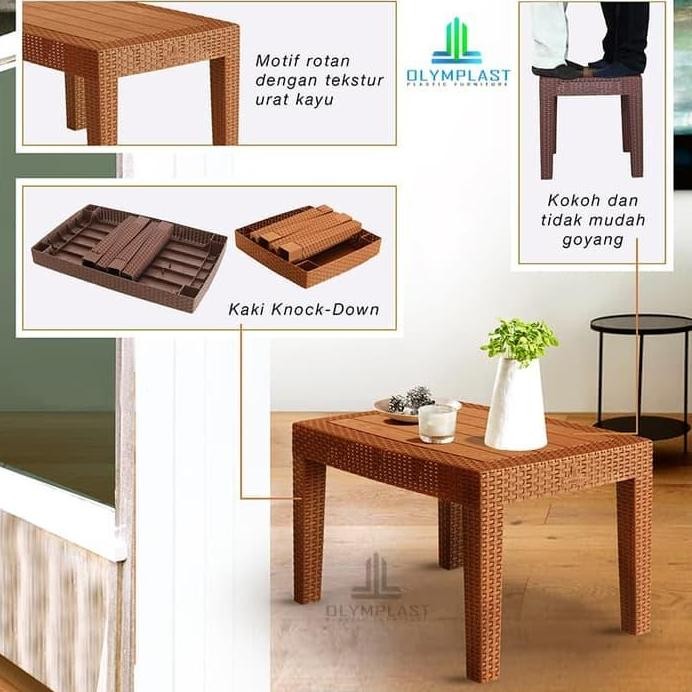 

Terlaris Olymplast Ost-R Sofa Table Rotan Rattan Meja Plastik Ruang Tamu Teras