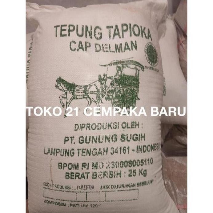

Terlaris Tepung Tapioka Cap Delman 1 Karung Isi 25 Kg | Sagu Delman 25Kg Murah