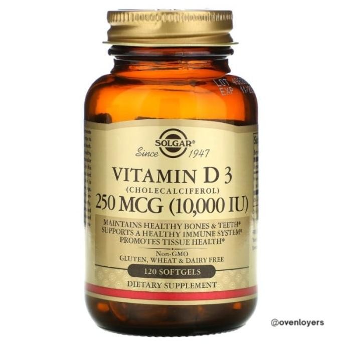 Solgar Vitamin D3 Cholecalciferol 250 Mcg 10000 Iu 120 Softgels