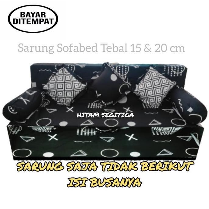 Terlaris Cover Sarung Sofa Bed Busa Inoac/Royal Tebal 15-20 Cm No 1 2 3 4 Motif Bunga Hitam Resletin