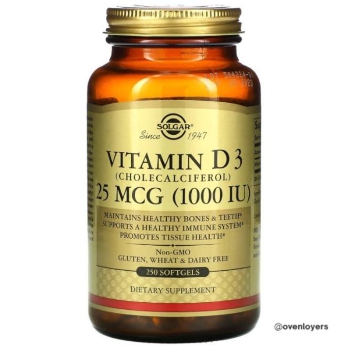 Solgar Vitamin D3 Cholecalciferol 25 Mcg 1000 Iu 250 Softgels