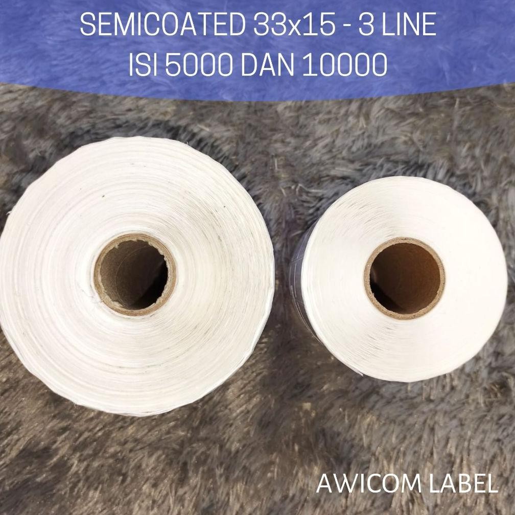 

KA Label Barcode Semicoated 33x15 33 x 15 mm 3 line core 1" isi 10000