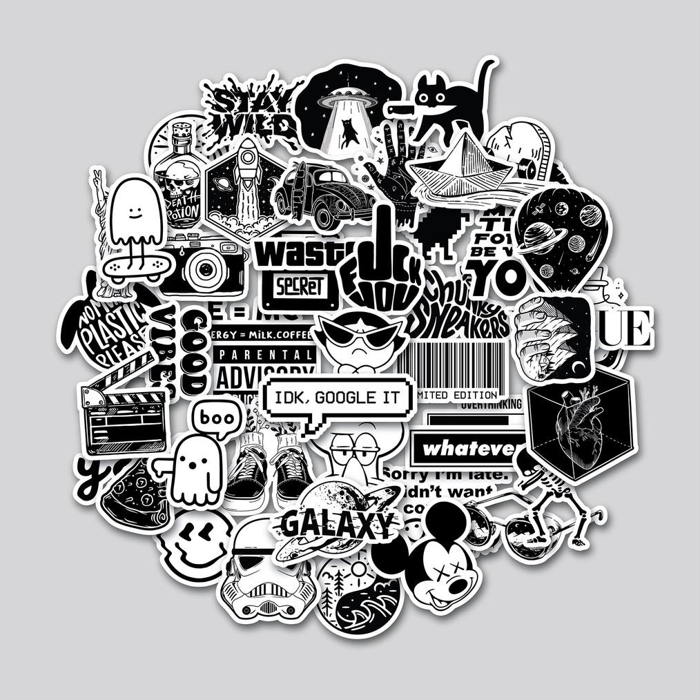 

KA Sticker Pack Black & White | Sticker Tumblr | Stiker Laptop Koper Helm