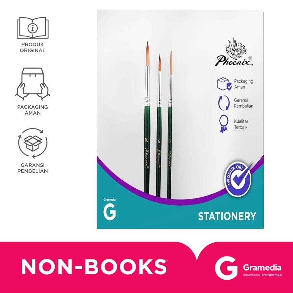 

LINDU Phoenix Kuas 660351-3Pcs/Set Nylon Short Round 6.10.3 ( Gramedia )