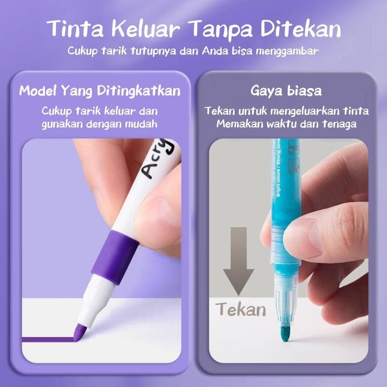 

Aimilo - Spidol Acrylic Marker Spidol Warna Warni 1 Set DIY Painting Akrilik Marker 48/60/80 Warna