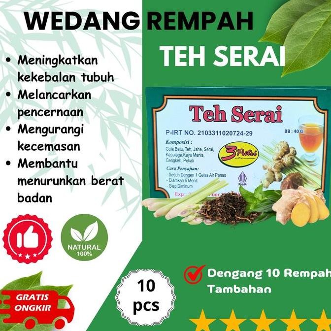 

populer] Wedang Rempah Teh Serai Hijau - Teh Sere - Herbal Relax dan Penghangat Tubuh - Isi 10 Pcs