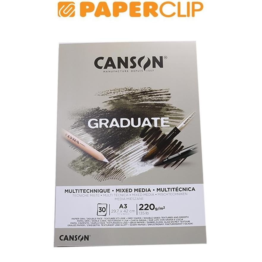 

LINDU SKETCHBOOK A3 CANSON GRADUATE MIXED MEDIA 400110372 GREY PAPER