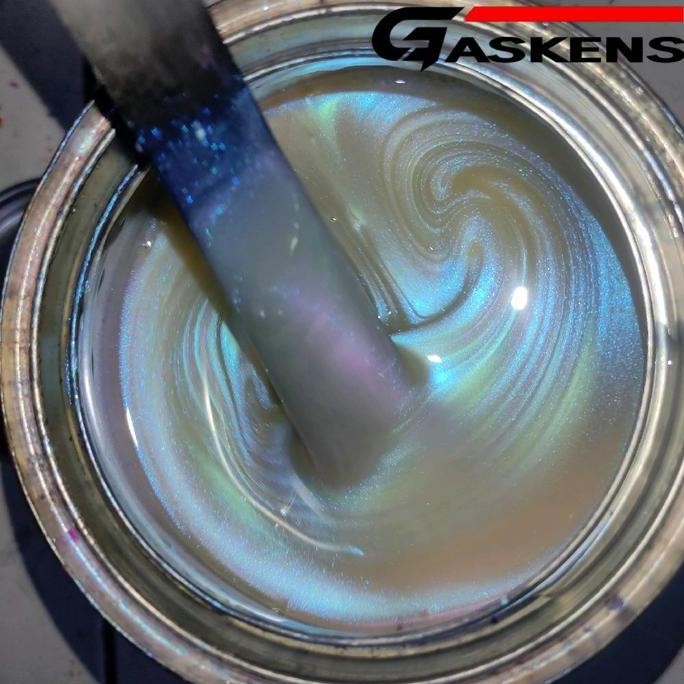 NEW CAT PU BUNGLON PUTIH 250ML | EFEK WARNA BIRU UNGU | GASKENS AUTOMOTIVE PAINT | CAT VELG MOTOR MO