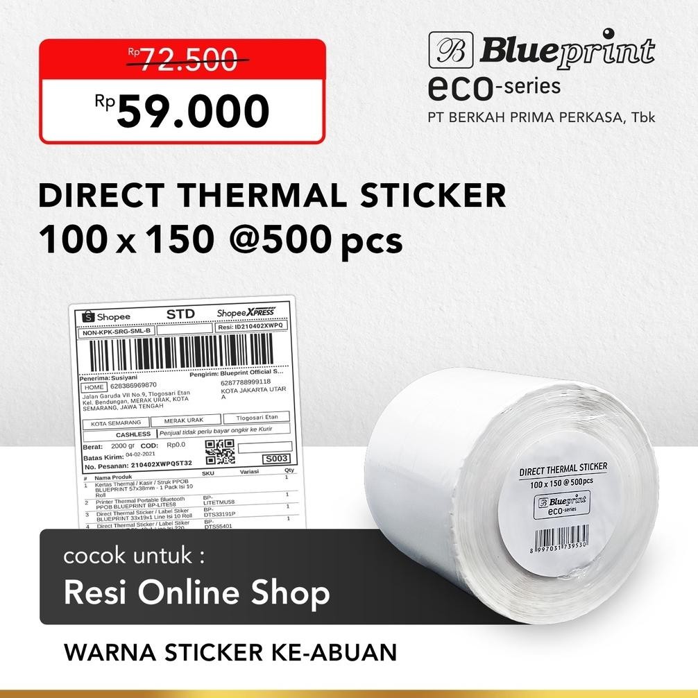 

LINDU Direct Thermal Sticker 100 x 150 mm BLUEPRINT ECO Label Resi A6 500pcs