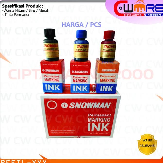 

,,,,,,,] Tinta Refill Refil Snowman Permanent Marker -Permanen Hitam Merah Biru
