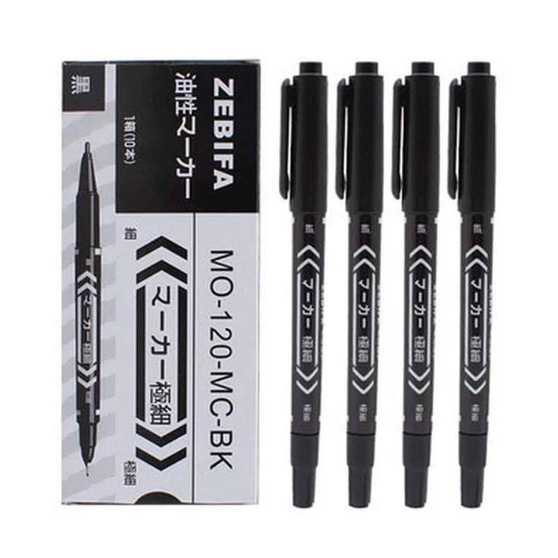 

10Pcs/Set Double Head Marker Pen Waterproof Black/Blue/Red Oily Ink Pen School Study Stationery Life Office Supplies