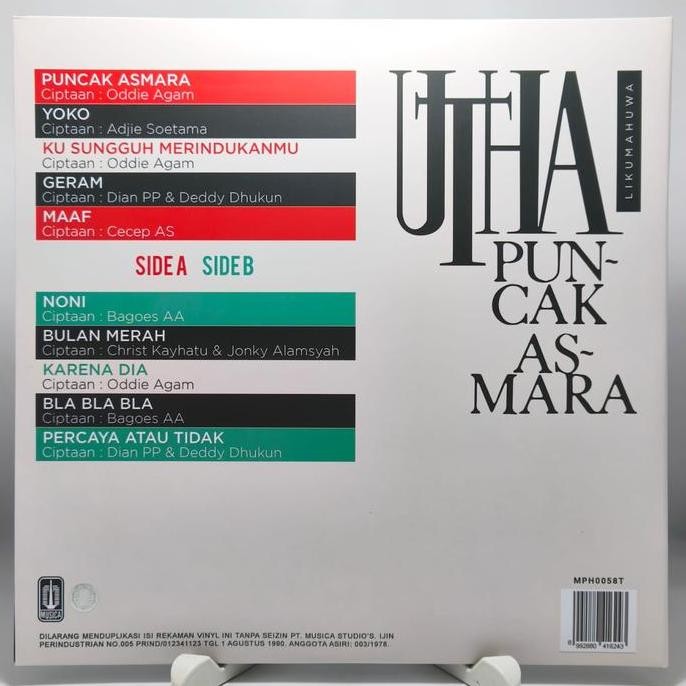 UTHA LIKUMAHUWA - PUNCAK ASMARA (VINYL/PIRINGAN HITAM/PH/LP) ORIGINAL DAN TERPERCAYA