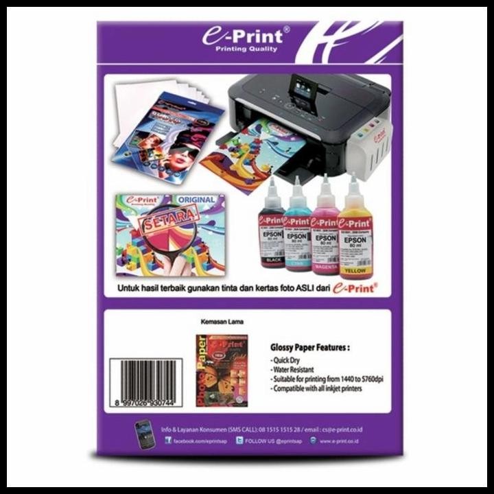 

Terlaris Kertas Foto E Print Silky Gold 260 Gsm A4 Isi 20 Lembar/Foto Silkydoff Good Quality