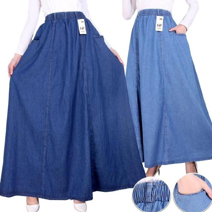 Grosir Rok Jeans Panjang Rok Maxi Rok Payung Rok Lebar Rok Denim Polos Exit