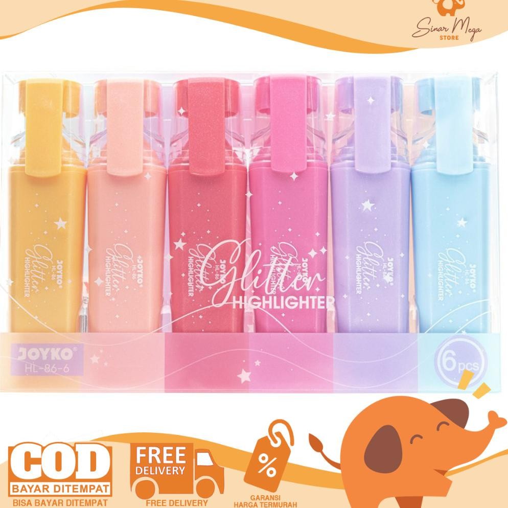 

Er-87 Fb-4 Tru-63 Joyko Highlighter Glitter Hl-86-6 / Penanda Berwarna 1 Set Isi 6 Pcs Viral Sale Er-87