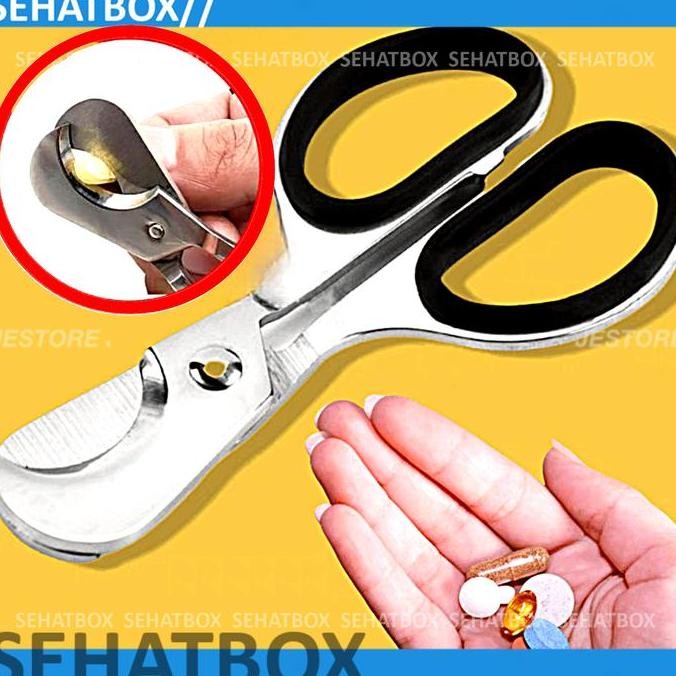 Terlaris GUNTING OBAT (STRONG) STAINLESS PILL CUTTER SCISSOR VITAMIN ALAT POTONG OBAT GUNTING OBAT  