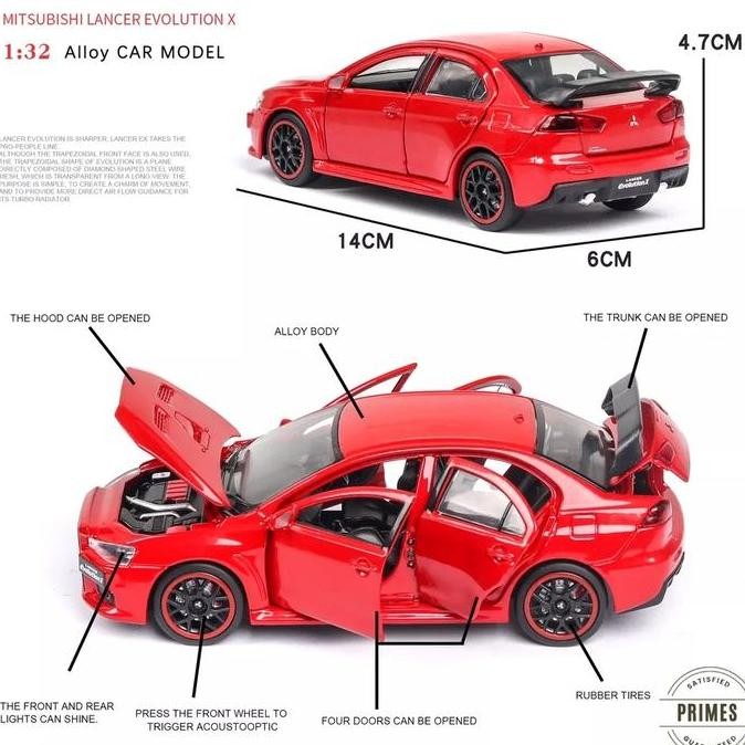 Diecast Mobil Miniatur Mitsubishi Lancer Evo X JDM Mobil Skala 1:32