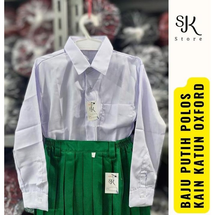 Tersedia Setelan Seragam Madrasah / MI Putih Hijau Anak Perempuan baju dan rok Sd Fashion