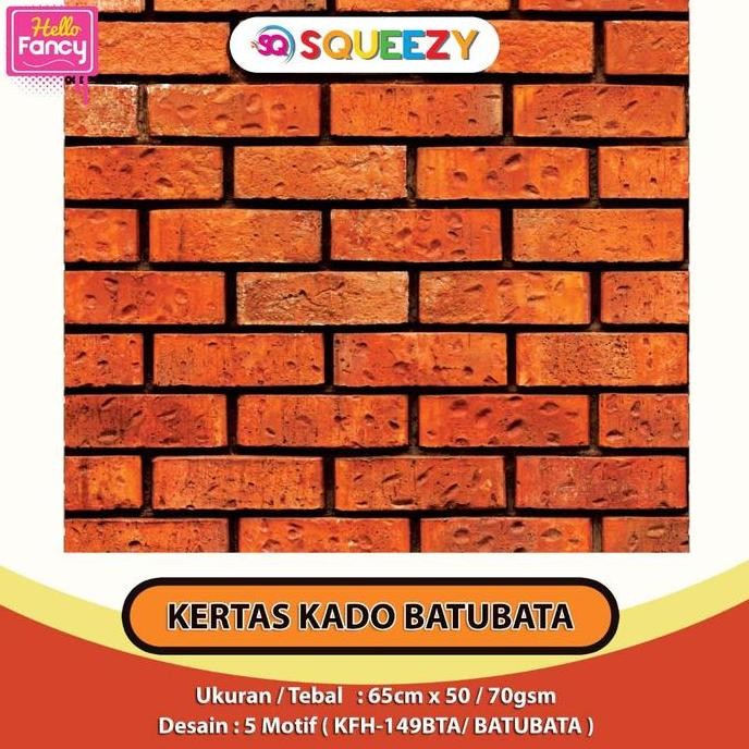 

ready Kertas Kado SQUEEZY Motif Batu-Bata Brick / Bungkus Kado KFH-149BTA
