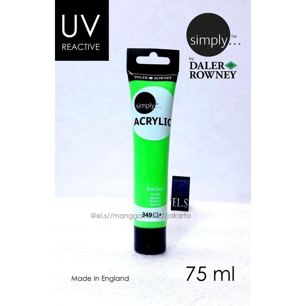 

ready !!! Daler Rowney Simply Acrylic Neon Green 75 ml ( Cat Akrilik )