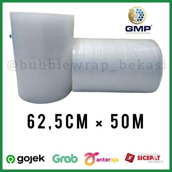 

ready Bubble Wrap Roll PREMIUM MURAH GMP 62,5CM X 50 Meter (1 Roll bagi 2)