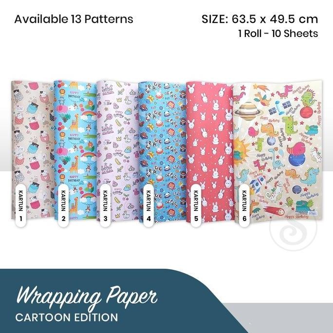 

ready (10lbr) Kertas Kado Motif Kartun, kertas kado anak