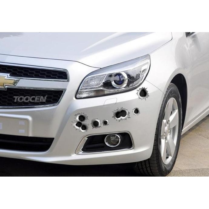 Stiker mobil motor keren 3D lubang peluru Stiker Tembakan aksesoris ek murah