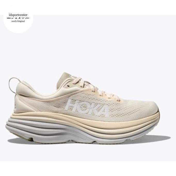 Terbaru Hoka Bondi 8 Mens Road Running Shoes - Oat Milk / Barley