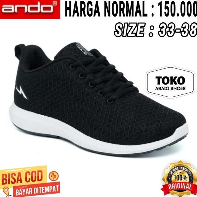 Tersedia SEPATU SEKOLAH ANAK ANDO TALI HITAM PUTIH / SEPATU SEKOLAH ANDO ORI