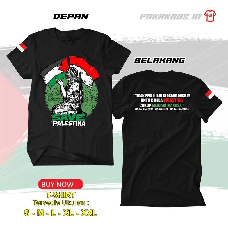 Promo Kaos Baju Save Palestine Tidak Perlu Jadi Seorang Muslim Kaos Palestine   Free Stiker